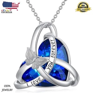 Celtic Knot Crystal Necklace 925 Sterling Silver Crystal Necklace for Women - Picture 1 of 5