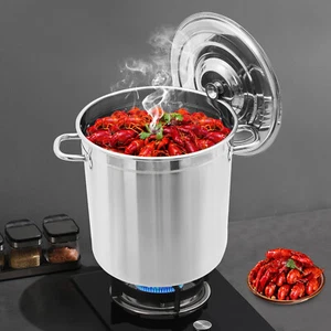 Round Stock Pot Stainless Steel Silver Cooking Steaming Fryer w/ Draining Bucket - Bild 1 von 21