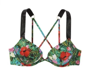 Victoria’s Secret Push-up-Bikinioberteil Schwimmen Glanz Träger Bombe Blumenmuster 5 YIM 34C - Bild 1 von 4