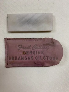 Frost Cutlery Genuine Arkansas Oil Stone in Leather Case 2 7/8 X 1 1/8 - Picture 1 of 2