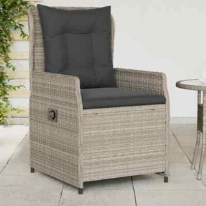 Gartensessel 2 Stk. Verstellbar Hellgrau Poly Rattan - Bild 1 von 11