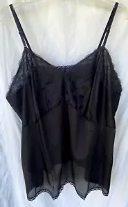VTG 80s..VELROSE..NYLON & LACE..BLACK..CAMISOLE..NEW OLD STOCK..PLUS SIZE 54 - Picture 1 of 4