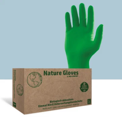 AMPRI Nature Glove biologisch abbaubare Nitril-Einmal/Einweg-Handschuhe Grün S/M/L/XL