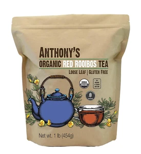 Té de hoja suelta rojo orgánico Anthony's, 1 libra, sin gluten, no transgénico, no ir - Imagen 1 de 12