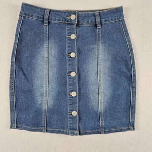 TEMT Womens Size 8 Blue Denim Pencil Skirt Full Length Button #681 - Picture 1 of 12