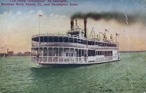 Die Fähre Davenport bei Tageslicht zwischen Rock Island & Davenport IA Versand Postkarte - Bild 1 von 2