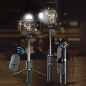 Selfie Stick Tripod Bluetooth Remote Stand LED Light For iPhone 16 15 14 Pro Max - Picture 1 of 12