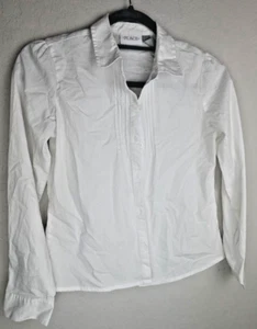 The Childrens Place Girls White Long Sleeve Shirt Uniform Pleated XL (14) - Picture 1 of 5