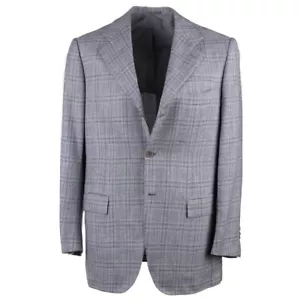 Kiton Gray and Blue Layered Check Cashmere-Silk-Linen Sport Coat 40R (Eu 50) - Picture 1 of 10