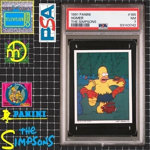 1991 Panini Simpsons Stickers - #185 Homer Simpson - PSA 7 NM - Picture 1 of 4