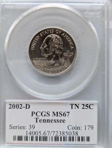 2002-D Tennessee State Quarter PCGS MS67 Flag Holder - Picture 1 of 4