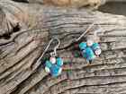 Dog Cat Paw Sterling Silver Turquoise Opal Stone Inlay Pair of Earrings NEW D51