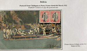 1922 Challapata Bolivia Picture Postcard Cover To Paris France Mother River