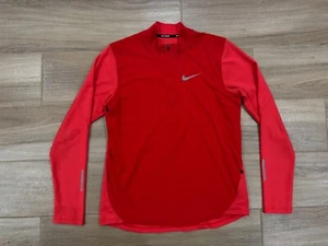 Nike Aeroreact Men's Running Jacket XL Red Half Zip Lightweight Swoosh Logo EUC - Picture 1 of 11