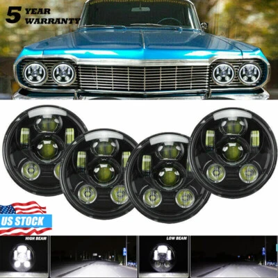4x 5.75"INCH 5-3/4 LED Headlights Hi/Lo Black For Jaguar XJ XJR XJ8 XJS XJ6 XJ12 - Image 1 of 4