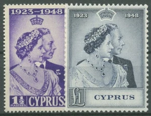 Zypern 1948 König Georg VI. & Königin Elisabeth Silberhochzeit 157/58 mit Falz - Bild 1 von 1