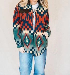 Tasha Polizzi southwestern print blanket jacket size M - Picture 1 of 5