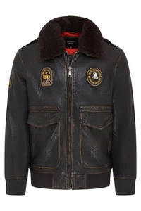 Men's Black Leather Bomber Aviator Detachable Sheepskin Collar G-1 Pilot Jacket - Picture 1 of 8