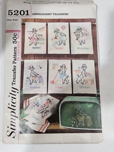 Vintage~Simplicity Transfer Pattern~No. 5201 Embroidery Transfer~Uncut - Picture 1 of 18