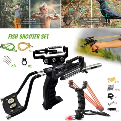 Pro Hunting Fishing Slingshot Heavy Duty High Velocity Catapult Laser Shoot Set