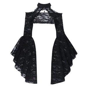 Womens Lace Shrug Breathable Shawl Wrap Comfortable Crop Top See-Through Soft - Picture 1 of 21