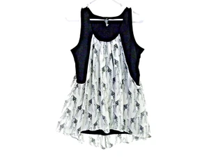 Alfani Women's M Pullover Blouse Sleeveless Stretch Inner Sheer Hi-Lo Hem Outer - Picture 1 of 6