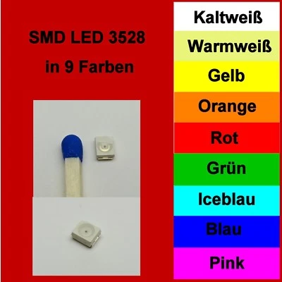SMD LED 3528 1210 in 10 verschiedenen Farben 1/10/25/50/100 Stück zur Auswahl