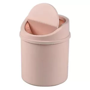 2 L Plastic Mini Desktop Trash Can Swing-Top Tiny Waste Bin Pink - Picture 1 of 6