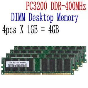 4GB Desktop Memory 4x 1GB DDR 400MHz PC-3200 184pin Non-ECC RAM Low Density DE - Bild 1 von 6