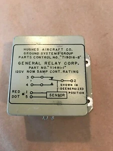 Relé Hughes Aircraft Ground Systems Y1491-1, 120V 5 amperios - General Relay Corp - Imagen 1 de 3