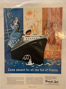 Vintage French Line Cruise Magazine Ad Great For Framing - Picture 1 of 1