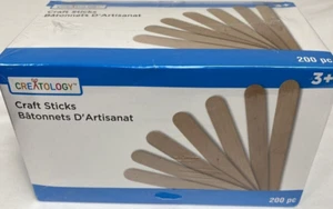  Jumbo Wood Craft Sticks 200  in Box 14.8cm x 1.7cm. 5‐7/8 " x 11/16" Tongue dep - Picture 1 of 1