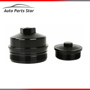 Billet Oil & Fuel Filter Caps For 03-07 Ford F-Series 6.0L Powerstroke Diesel-BK - Foto 1 di 8