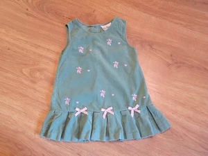 Rare Edition Green Corduroy Jumper Dress Ballet Shoes Girls Size 4 - Picture 1 of 3