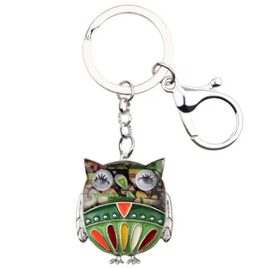 Enamel Alloy Anime Night Owl Birds Keychains Purse Key Ring Animals Bag Charms - Picture 1 of 11