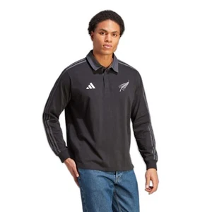 adidas All Blacks Rugby Heritage Top Long Sleeve Polo Shirt - Picture 1 of 7