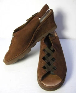 Spring Step SLINGBACK SHOES SIZE 41 open Toe Casual Comfort Brown Suede Sandal  - Picture 1 of 9