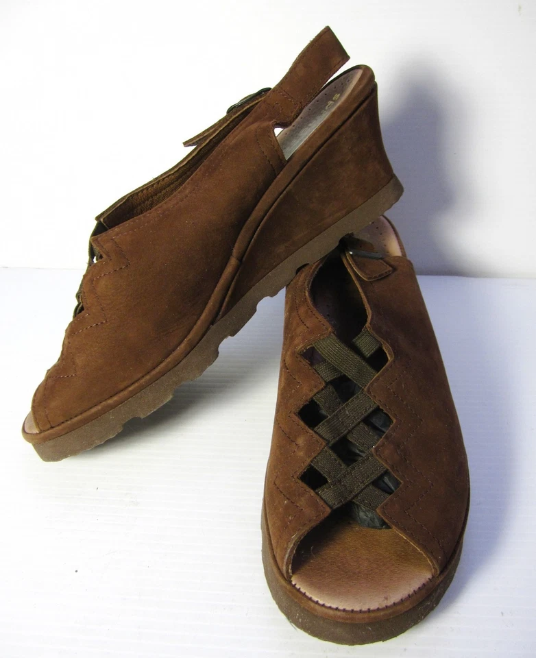 Spring Step SLINGBACK SHOES SIZE 41 open Toe Casual Comfort Brown Suede Sandal  - Image 1 of 4