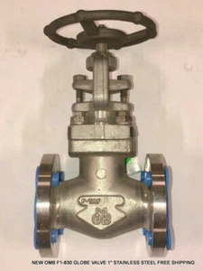 NEW OMB F1-830 GLOBE VALVE 1" STAINLESS STEEL FREE SHIPPING - Picture 1 of 11