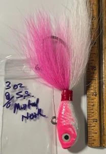 3 oz. Ultra Minnow powder coated, Hot Pink, Buck tailed, Crystal flash,3D eye - Picture 1 of 2