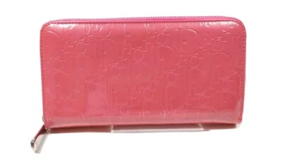 CHRISTIAN DIOR Diorissimo Pattern Patent Leather Pink Continental Wallet - Изображение 1 из 4