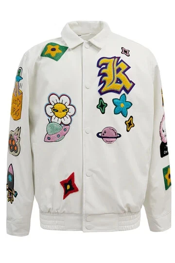 Chaqueta de cuero PU con parches múltiples premium informal de KLOUD9 para hombre J23900 Foto 1 de 1