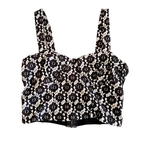 Bralet Crop Top Blouse White Black Lace Look Ladies EU38 UK10 US6 Y2K Topshop - Bild 1 von 10