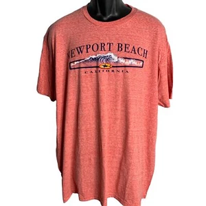 Newport Beach California Crewneck T Shirt XXL Red Marled Short Sleeves Graphic - Picture 1 of 6