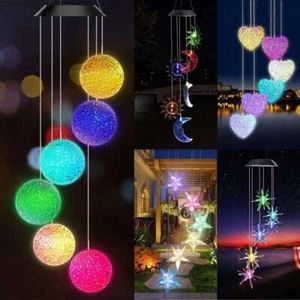 Solar Windspiel Leuchte LED Herz Kugel Farbwechsel Hängelampe Garten Deko - Bild 1 von 17