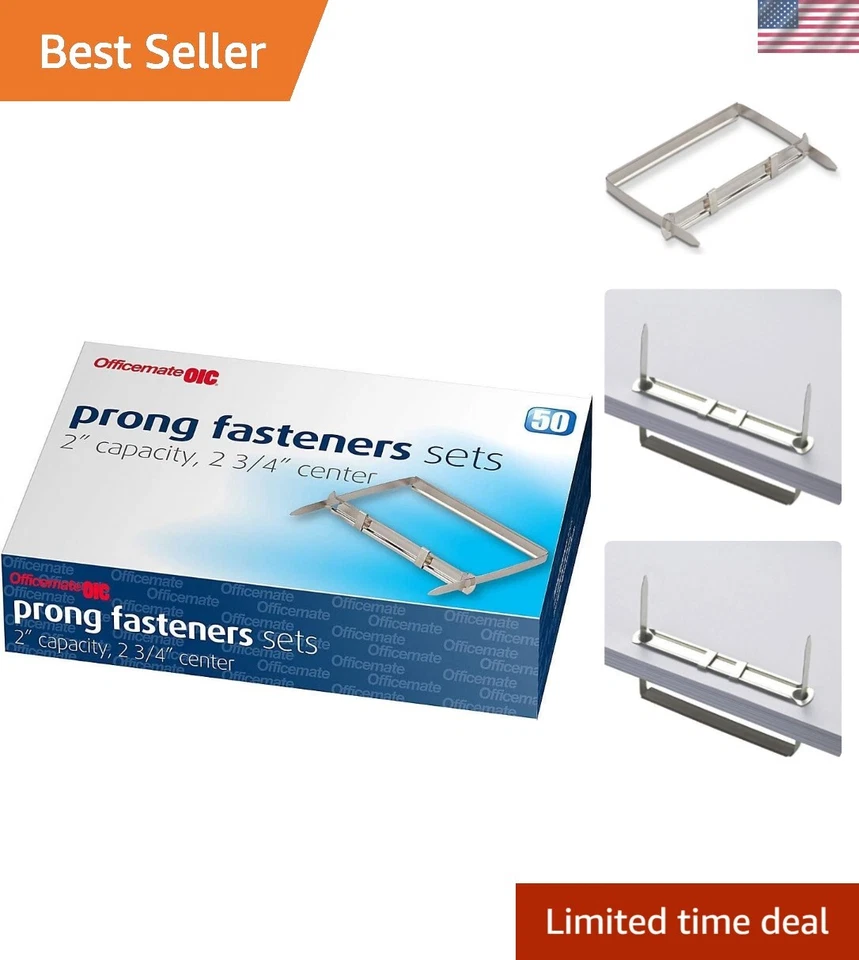Juego completo de 50 sujetadores de papel plateado, capacidad de 2 pulgadas para un limado eficiente Foto 1 de 4