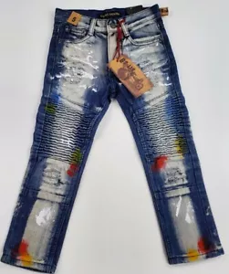 Neu GS-115 Denim Kinder Jeans Größe 5 MOTO JEANS bemalt & distressed - Bild 1 von 10