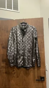 Fried Denim Men's Size S Slim Fit Long Sleeve Button Down Silver and Black - Picture 1 of 4