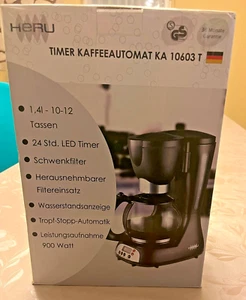 Kaffeeautomat mit Timer und Glaskanne schwarz neu Heru 10603T - Bild 1 von 14