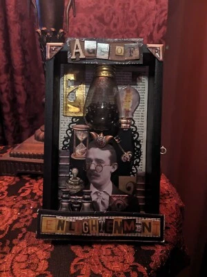 Arte de roble de medios mixtos rarezas steampunk curiosidades electricidad hombre victoriano antiguo Foto 1 de 3